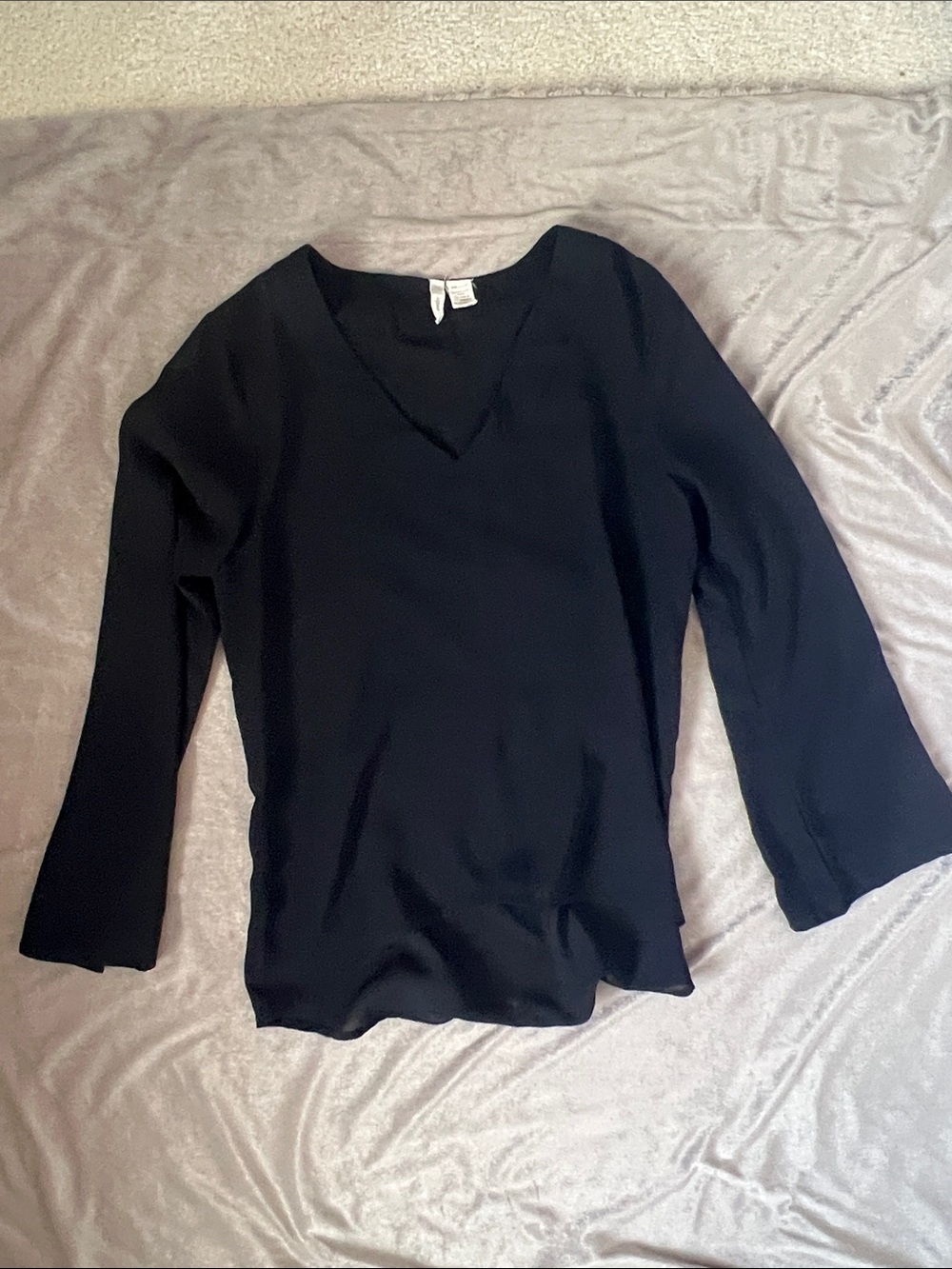 Japna Black V-Neck Long Sleeve Top